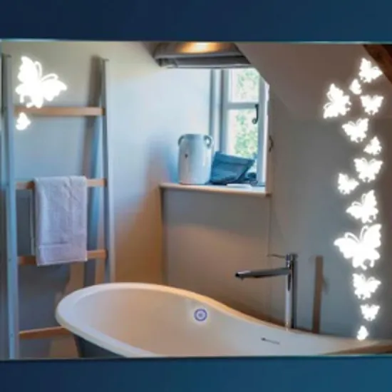 Sleek Modern Smart Bathroom Mirror with Customizable LED Lighting