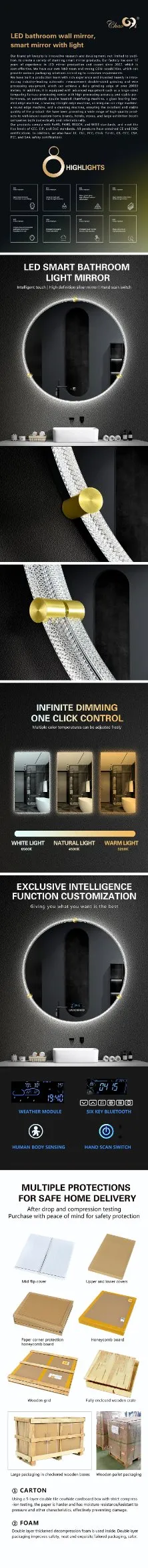 High-Tech Smart Mirror with Touchscreen and Voice Control