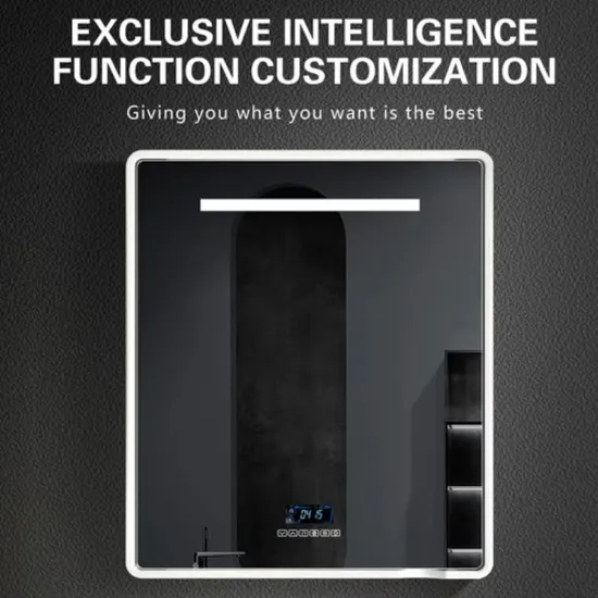 Smart Mirror Customized Wall Mounted LED Bathroom Glass Mirror Bluetooth Defogging Time Music Function Powerful Bathroom Mirror