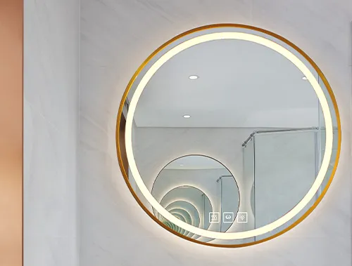 Modern Smart LED Bathroom Mirror with Touchscreen and Bluetooth Audio