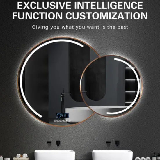 Stylish LED Makeup Mirror with Bluetooth Speaker and Digital Clock