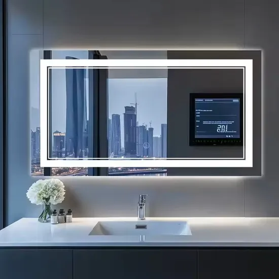 High-Tech Bathroom Mirror with Chic Framing for Elegant Spaces