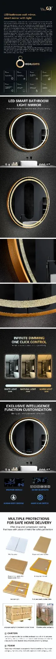 Stylish LED Vanity Mirror with Touch Control and Brightness Adjustment