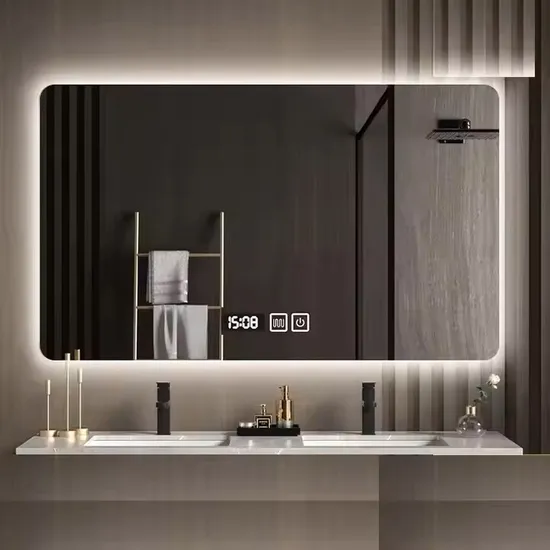 High-Tech Bathroom Mirror with Chic Framing for Elegant Spaces