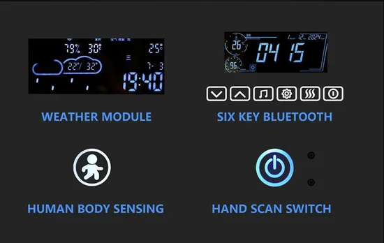 Smart Touch Mirror with LED Lights and Bluetooth Audio