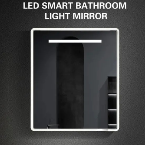 Smart Mirror Customized Wall Mounted LED Bathroom Glass Mirror Bluetooth Defogging Time Music Function Powerful Bathroom Mirror