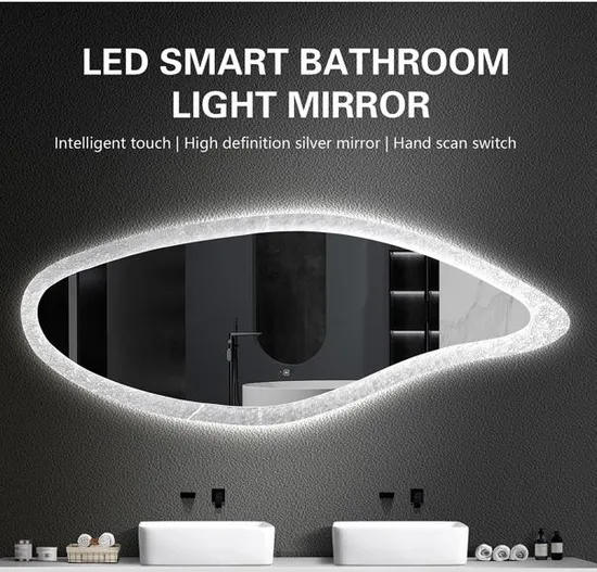 Modern Touch-Control LED Bathroom Mirror with Adjustable Lighting