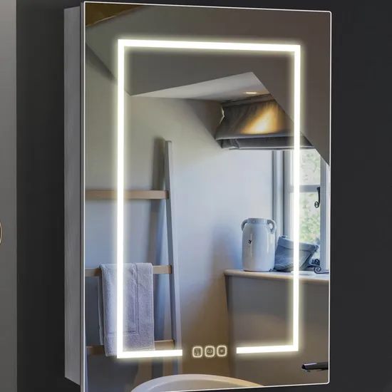 Sleek Modern Bathroom Mirror with LED Lighting and Aluminum Frame