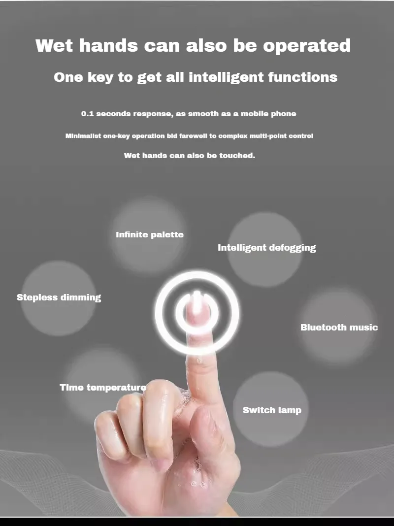 Chic 3mm Touch Mirror with LED by Chaoyi 400*700mm