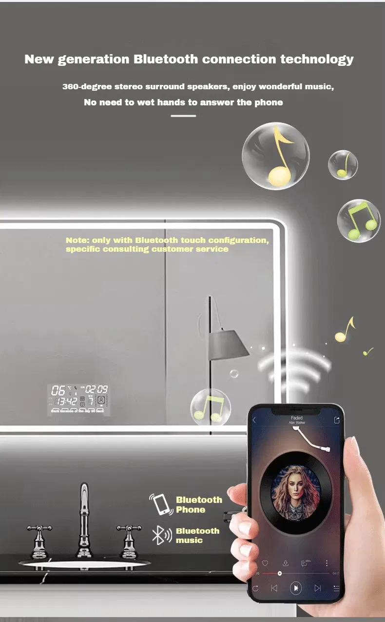 Chaoyi Touch LED Mirror, 450X750mm, 3mm Thickness for Contemporary Style