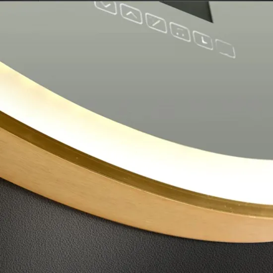 Hotel or Home Wall Mounted Circular LED Bathroom Mirror with Defogging, Bluetooth Music, Light Adjustment, and Optional Material Smart Mirror